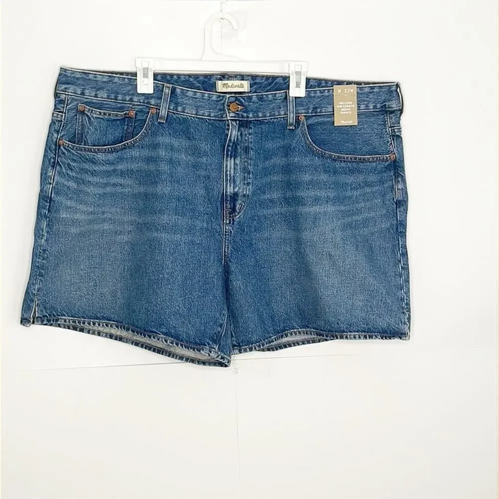 NWT Madewell Mid-Length Denim Shorts Side Slit Edition